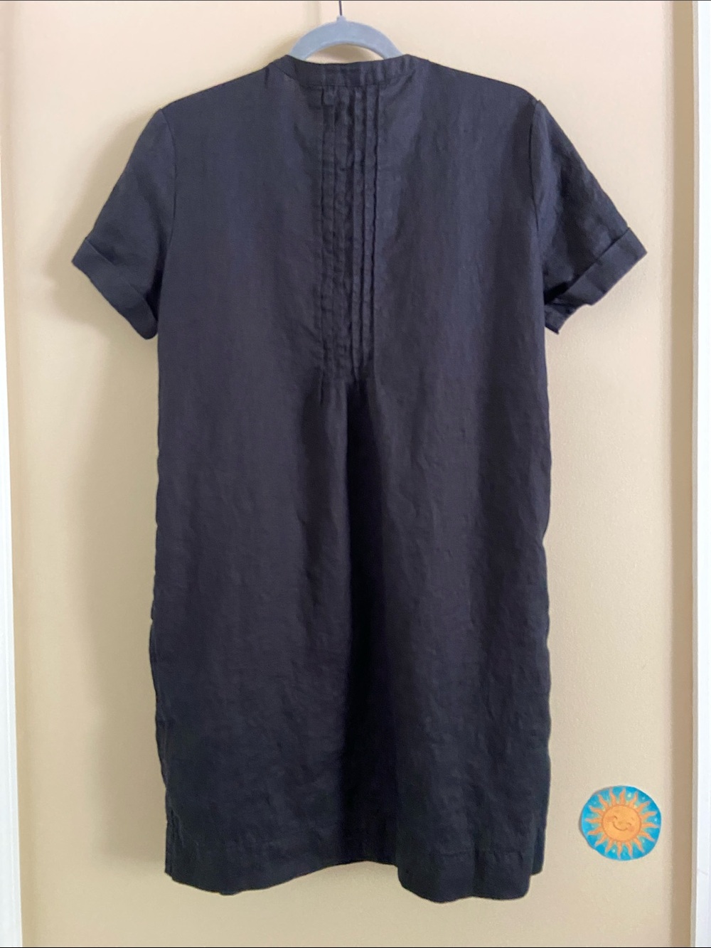 Quince Black Short-Sleeve Swing Linen Dress *Medium Fit* - Picture 2 of 9